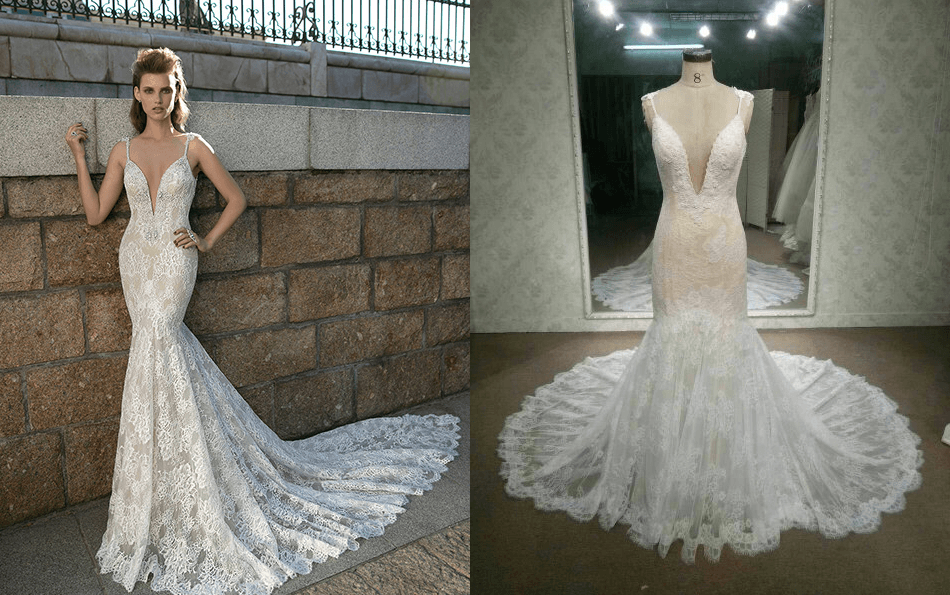 Berta Inspired lace wedding dress made by dress designer Darius Cordell