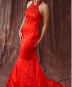 Style 1015 Red halter Formal Dresses for Prom