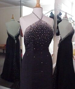 black halter evening gowns