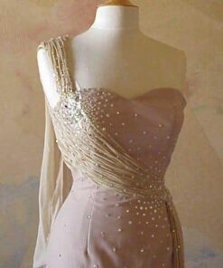 Champagne Colored One Shoulder Pageant dresses