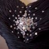 Crystal beading on evening wear