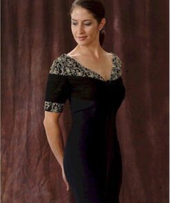 Short Sleeve Black Mother of Bride Formal Dresses