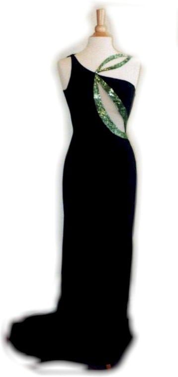 Style 2008 Black and Green Evening Gowns