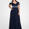 short sleeve plus size evening gowns