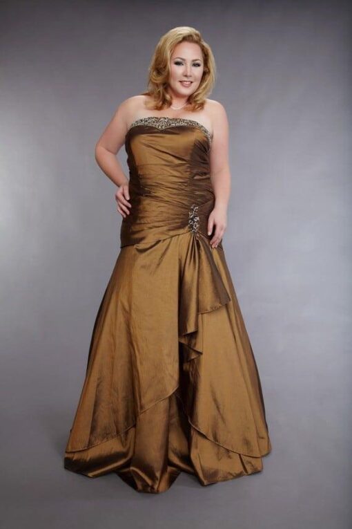 strapless plus size satin ball gowns