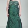 emerald green satin plus size ball gowns