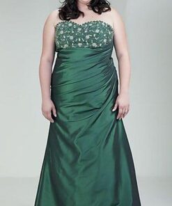 emerald green satin plus size ball gowns