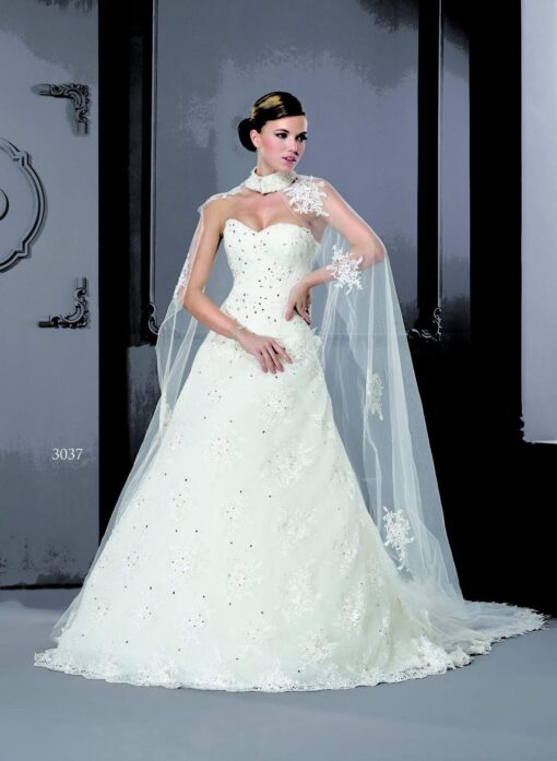 Designer Wedding Dress with Cape Shawl