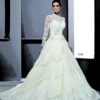 Modest Long Sleeve winter wedding dresses with tiered skirt