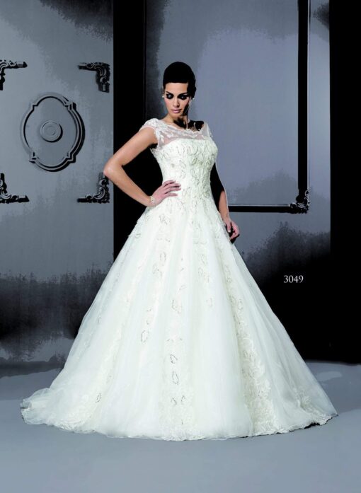 bateau neckline wedding gown