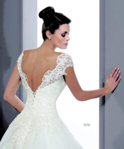 Style 3050 Wedding gowns with an open v back.