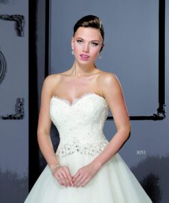Strapless bridal gowns with lace detail