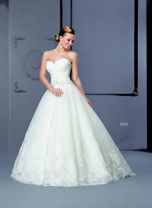 Strapless ball gown style lace wedding dresses