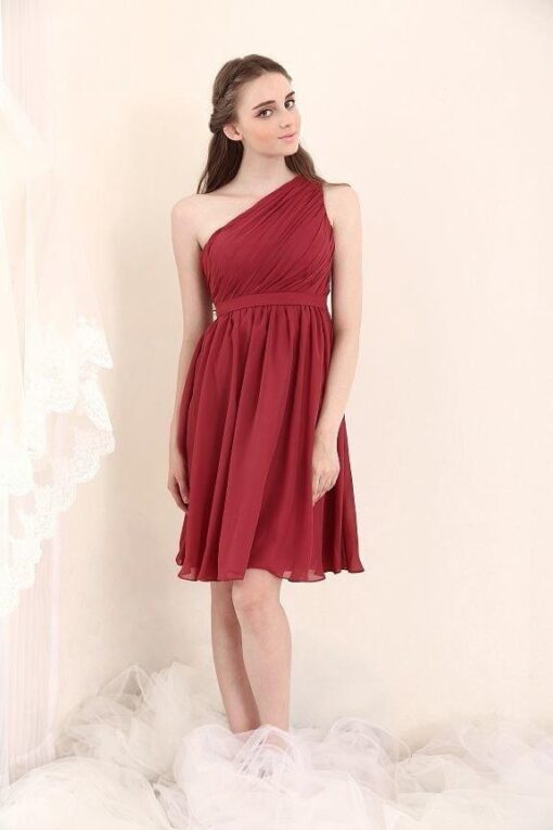 one shoulder short bridesmaids dresses