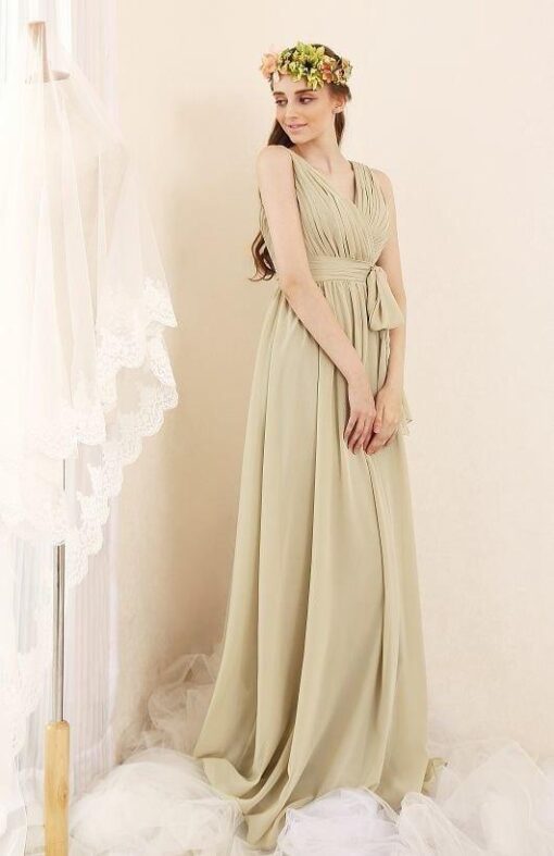 Style 3620 Sleeveless Tan Chifon Dresses for the Bridesmaids