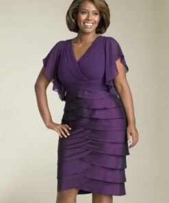 purple plus size evening dresses with tiered skirts