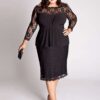 black plus size cocktail dresses with long sleeves