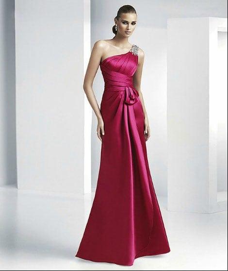 One Shoulder Satin Evening Dresses