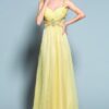 pastel yellow colored evening gowns