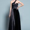 one shoulder black plus size formal gowns