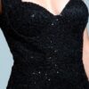 black lace evening gown with sequin