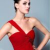 one shoulder red formal dresses