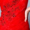 beading red tube evening gown