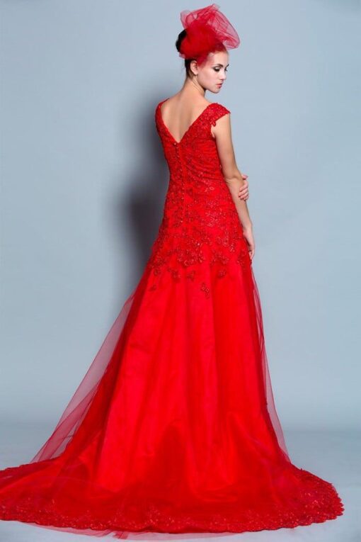 red lace evening gowns