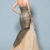 golden evening gown with net design