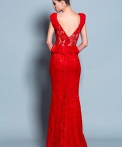 red peplum wedding gown