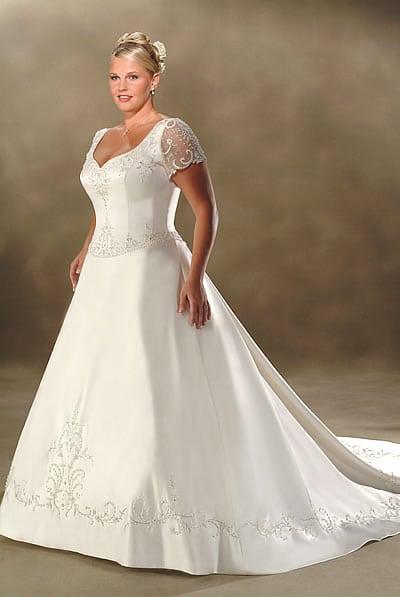 PS2015 - beaded Plus Size Wedding Dresses with short sleeves