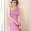 One Shoulder Pink Pageant Dresses