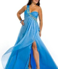 Style #P2013-105 - One Shoulder Plus Size Pageant Dresses with slit