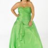 strapless green plus size formal ball gowns