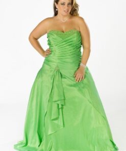 strapless green plus size formal ball gowns