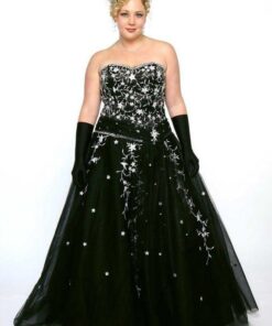 strapless black plus size ball gowns