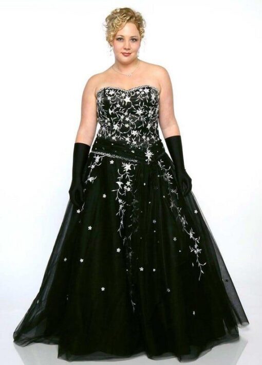 strapless black plus size ball gowns