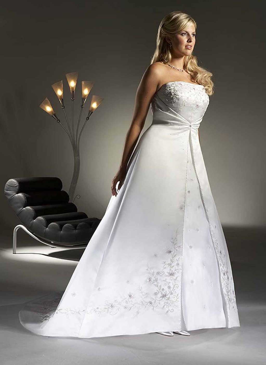 Style pic#m6c - silk satin plus size wedding dresses