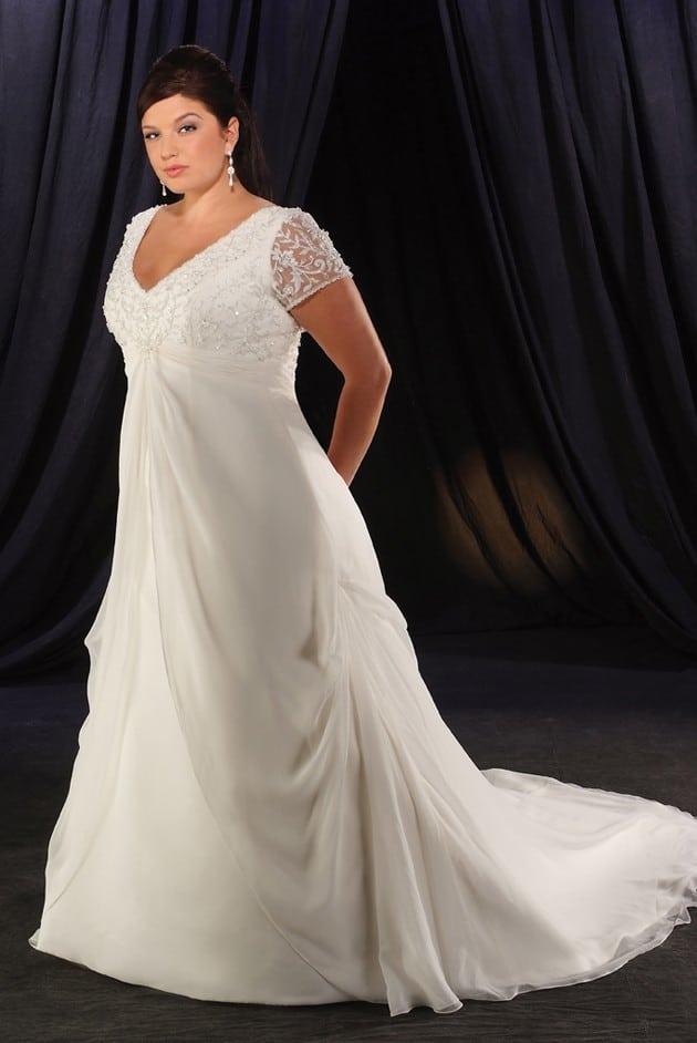 Style pic#m85 - short sleeve plus size wedding dresses