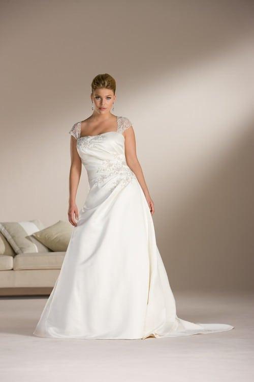 Style pic#ps2027 Plus Size Wedding Dresses with covered shoulders