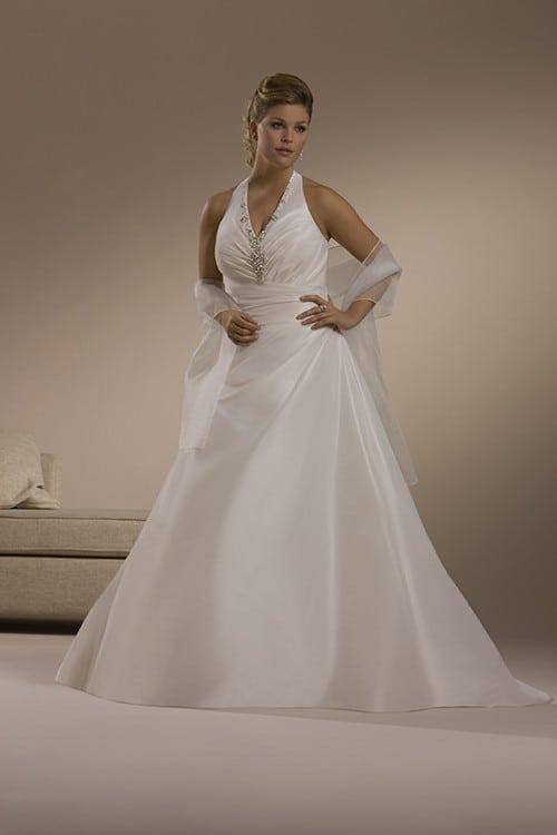 Style pic#ps2037 comfortable Plus Size Wedding Dresses with halter neckline straps