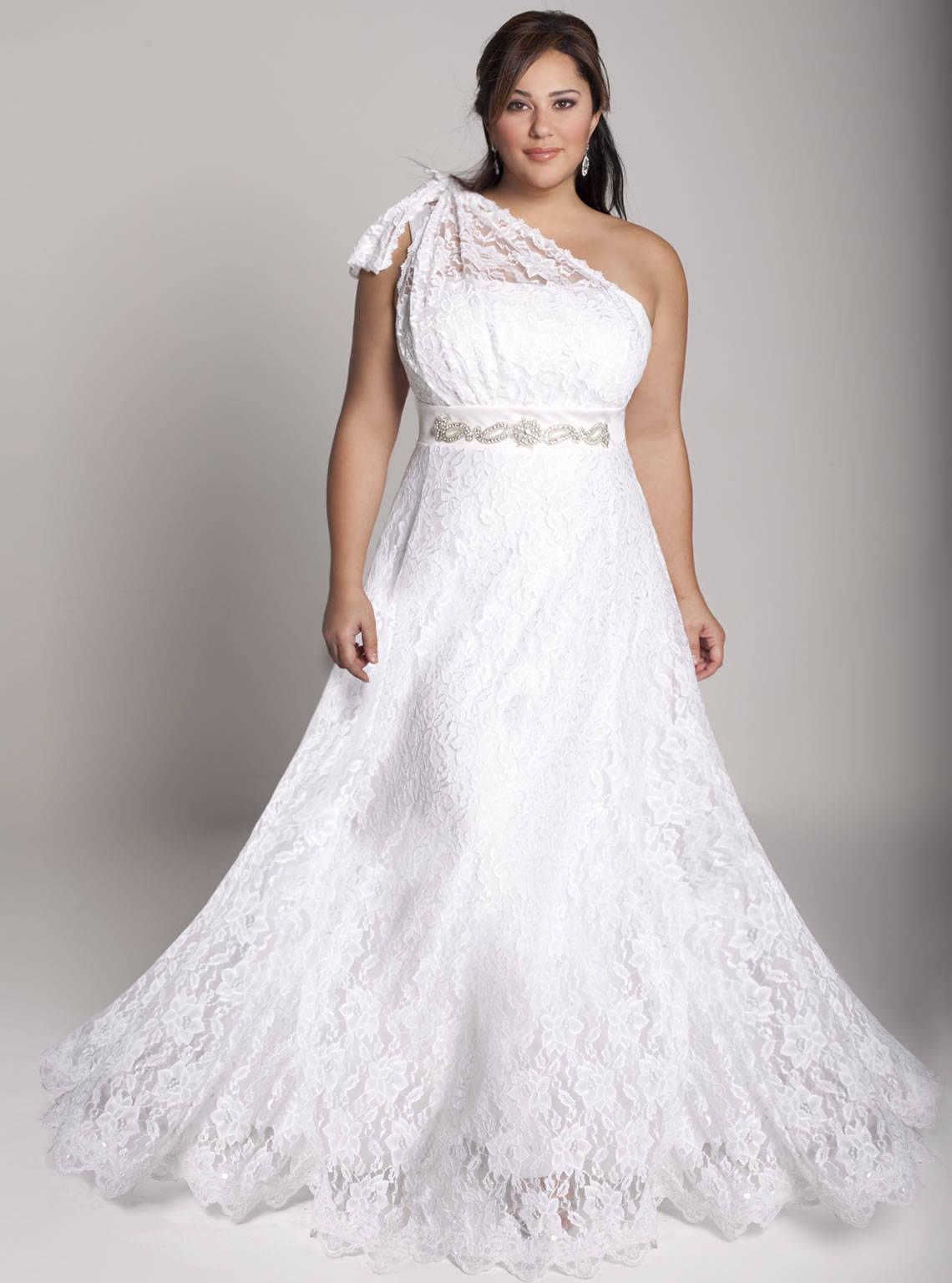 pic#ps5143 - Designer One Shoulder Plus Size Wedding Gowns