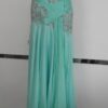 sea green silver work evening dress