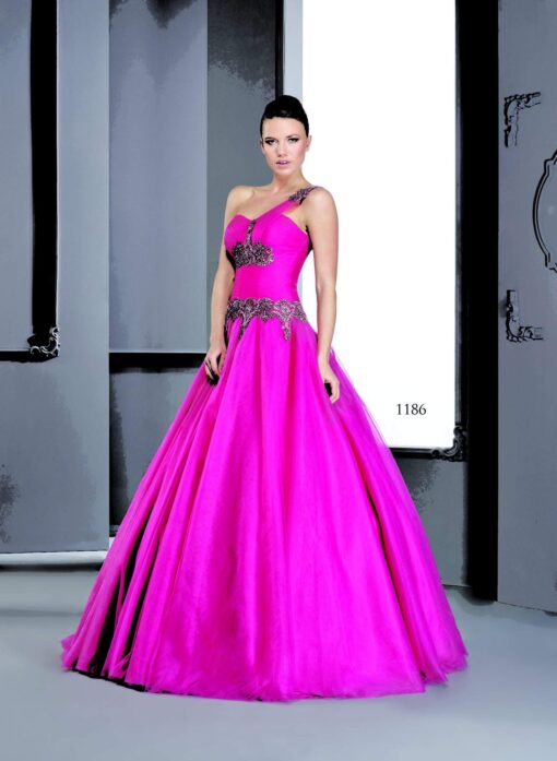 one shoulder ball gowns