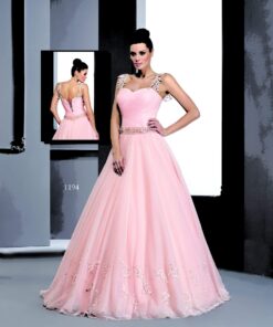 long pink ball gowns with straps