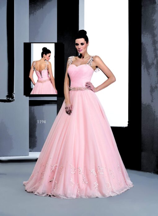 long pink ball gowns with straps