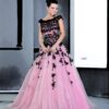 cap sleeve ball gowns in pink