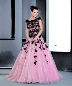 cap sleeve ball gowns in pink