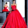 strapless red ball gowns