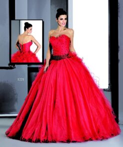 strapless red ball gowns